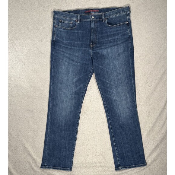 Lucky Brand Jeans Men’s Size 44x31 Athletic Fit Whiskers Grunge Skate Blue Denim - Picture 1 of 16